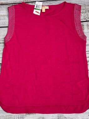 MICHAEL Michael Kors Fuchsia Sleeveless Tank with Embellished Shoulders